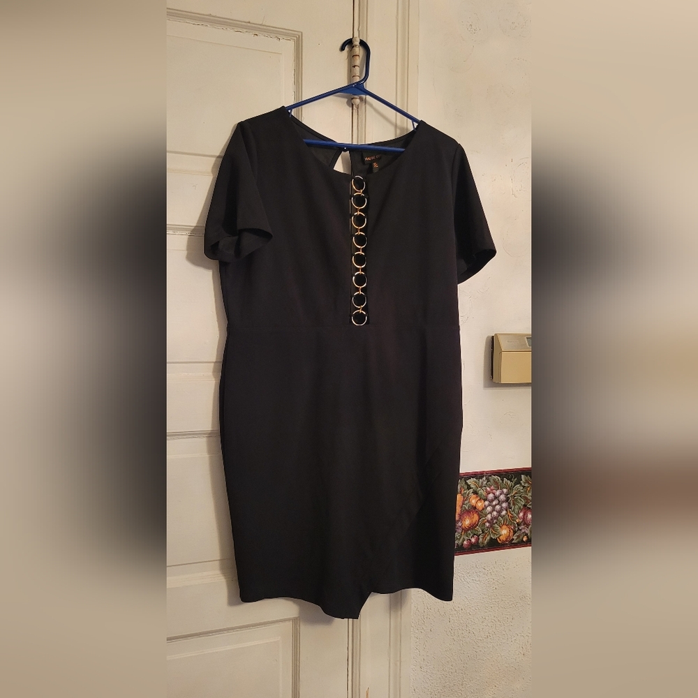 Haute Fox Black Dress with Gold Decor Hoops